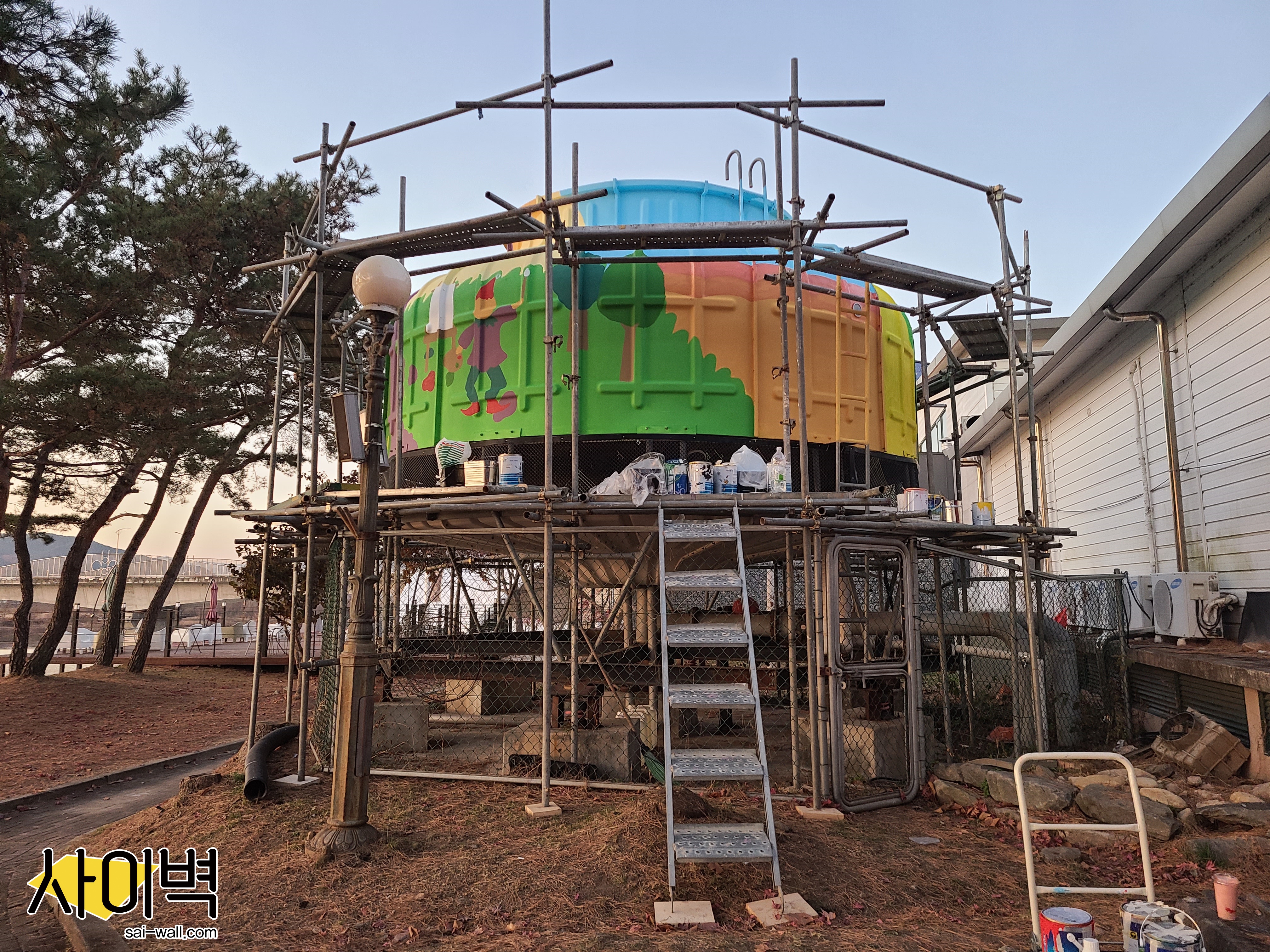 춘천인형극제 냉각탑 벽화 시공 사진 13